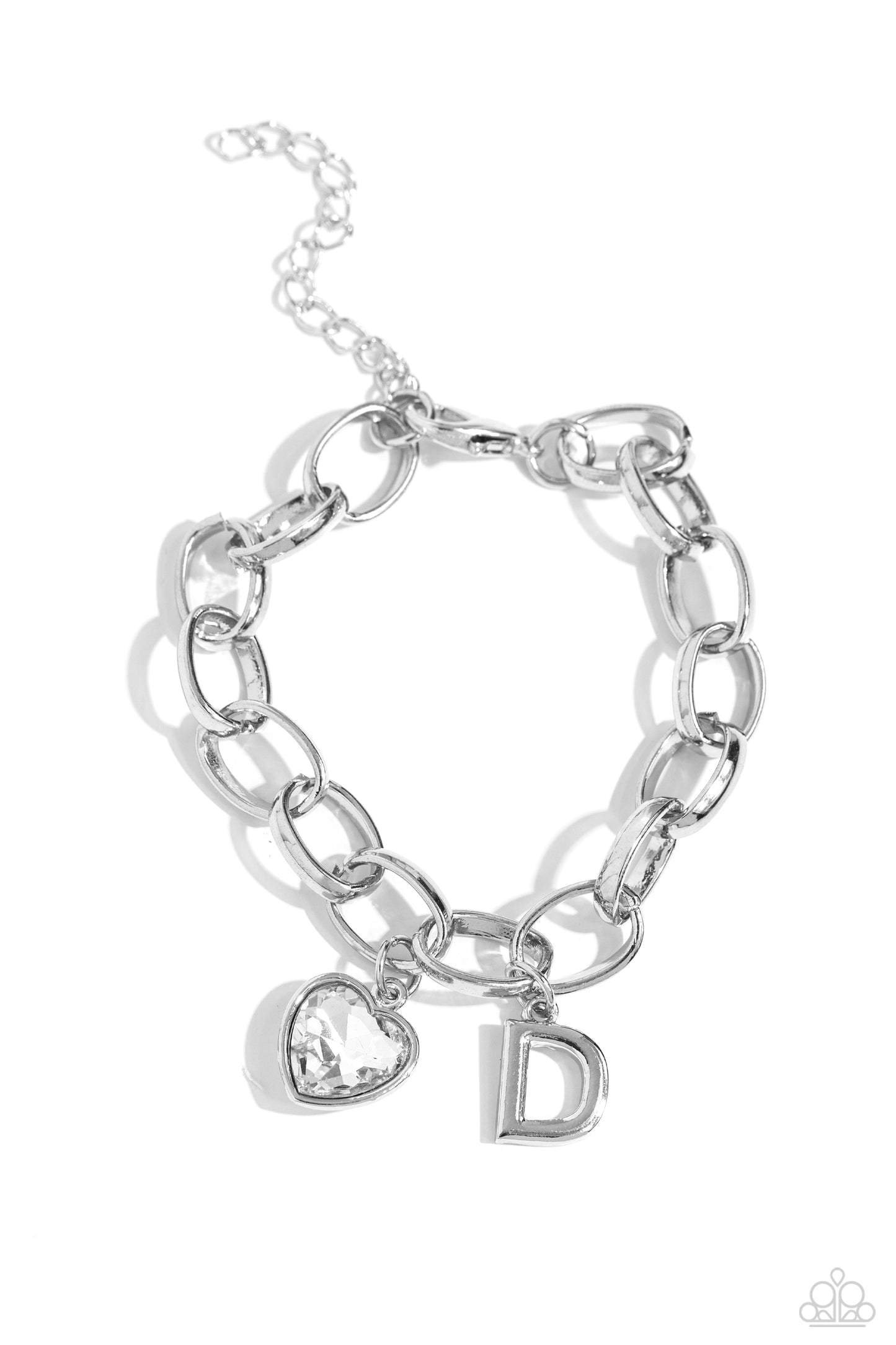 Guess Now Its INITIAL - White - D Initial White Heart Bracelet Paparazzi B1344