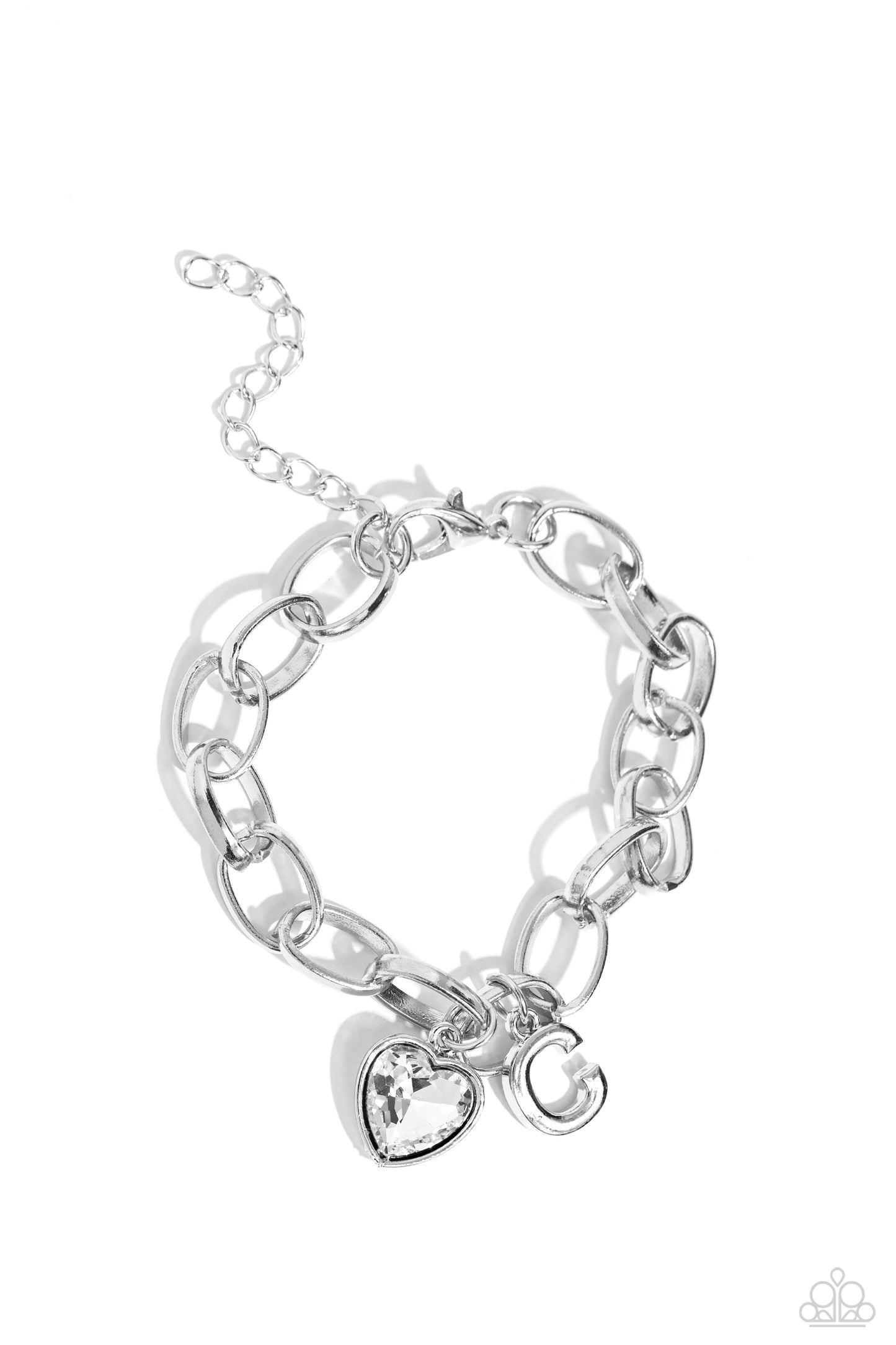 Guess Now Its INITIAL - White - C Initial White Heart Bracelet Paparazzi B1345