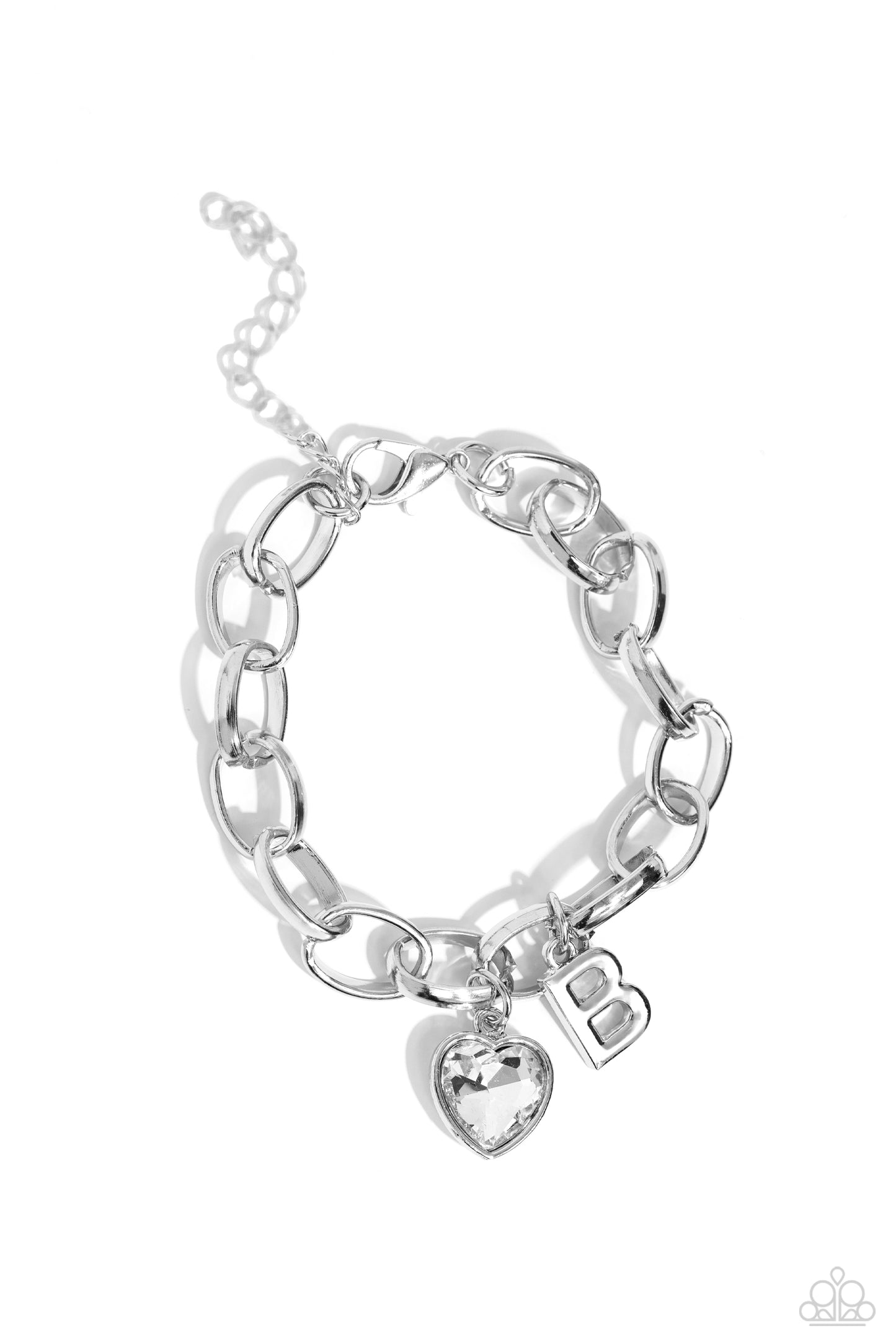 Guess Now Its INITIAL - White - B Initial White Heart Bracelet Paparazzi B1346