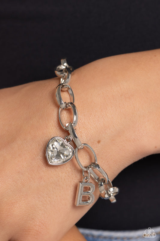 Guess Now Its INITIAL - White - B Initial White Heart Bracelet Paparazzi B1346