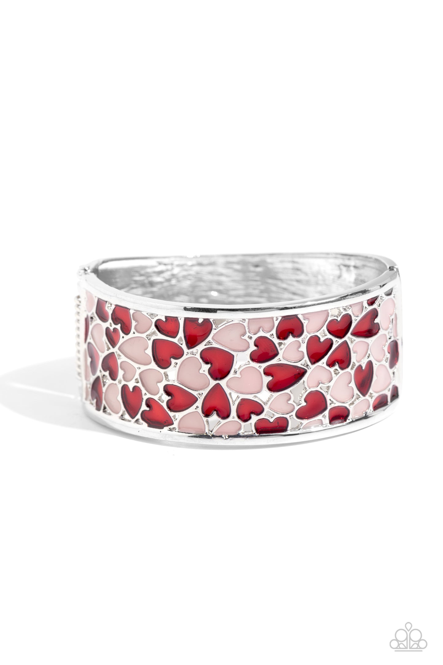 Penchant for Patterns - Red & Pink Heart Hinge Bracelet Paparazzi B1384