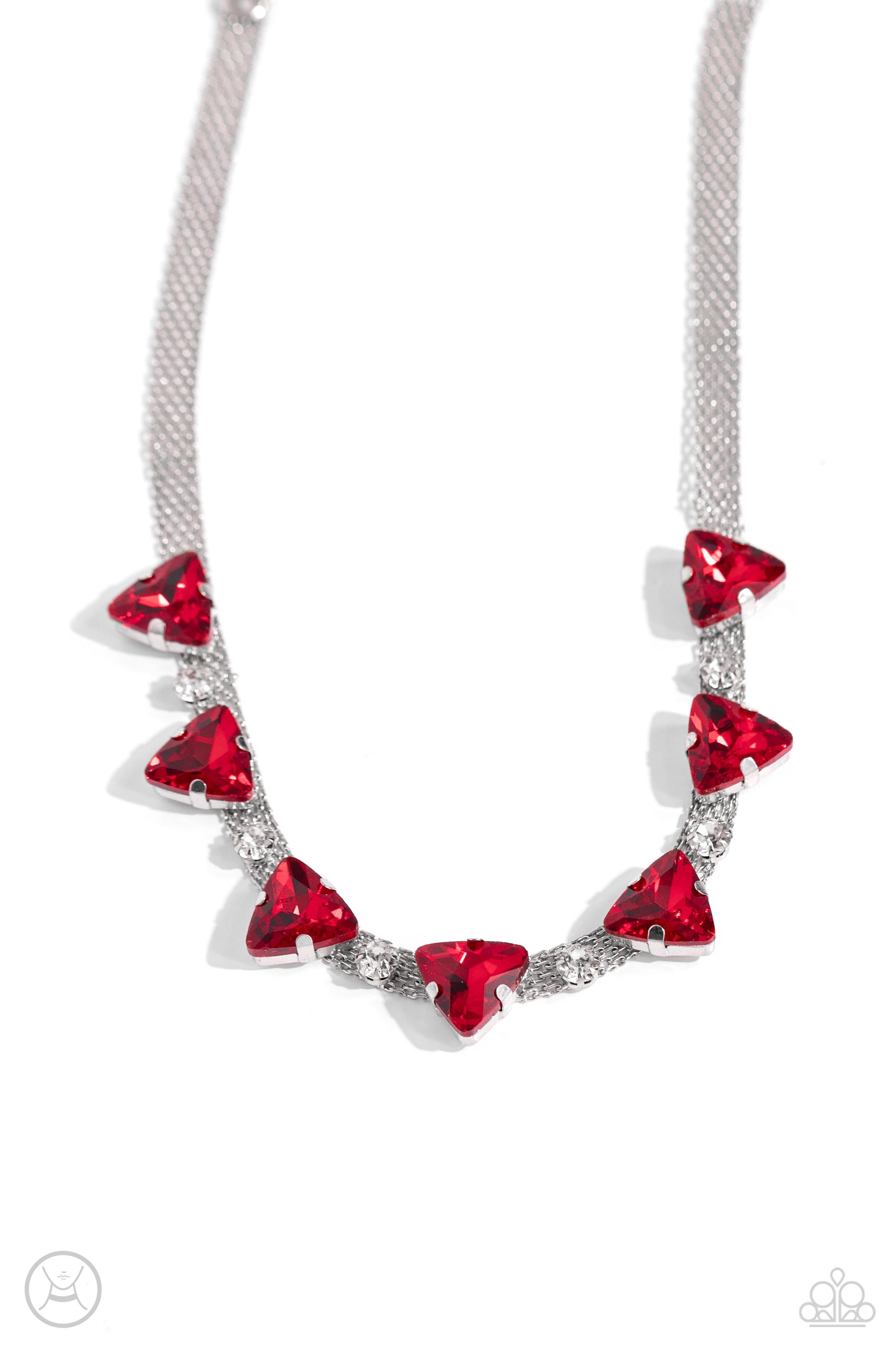 Strands of Sass - Red Triangular & White Gem Choker Necklace Paparazzi N1800