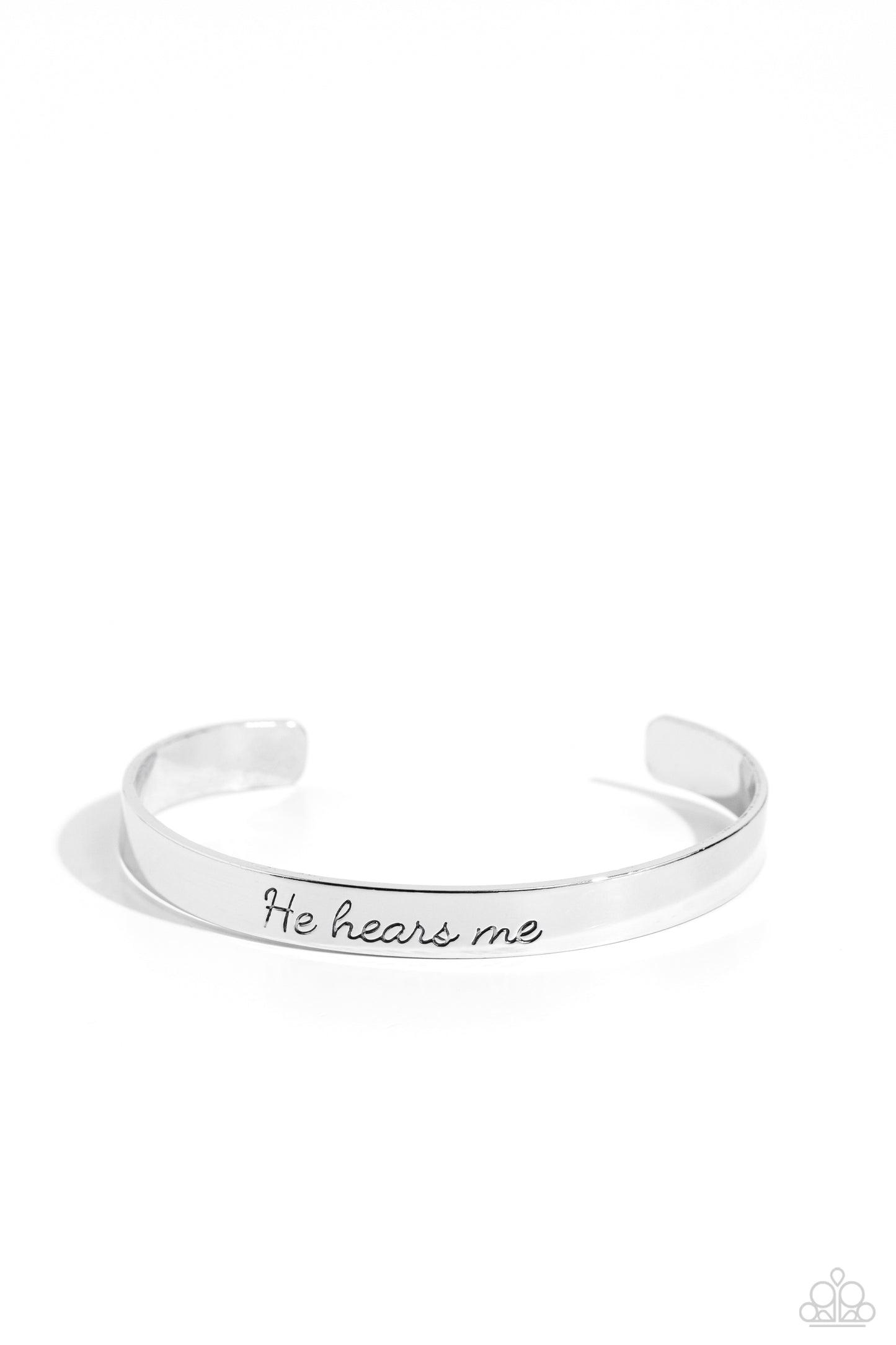 He Hears - Silver " He hears me" Inspirational Faith Cuff Bracelet Paparazzi B0911