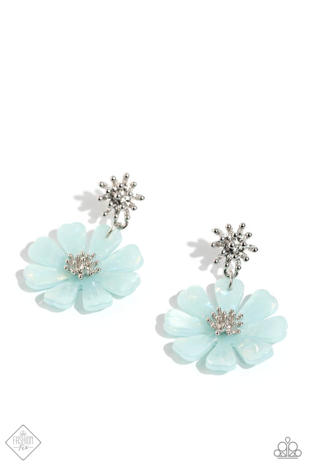 Poetically Pastel - Blue Acrylic Flower Post Earring Fashion Fix March 2024 Paparazzi E1850