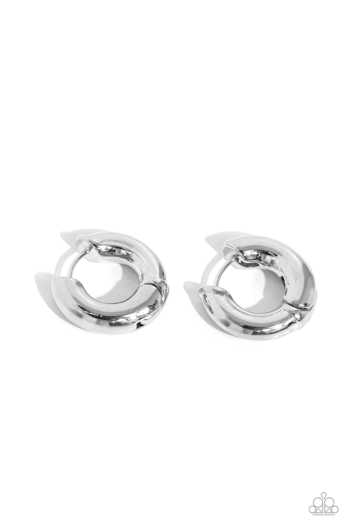 Textured Theme - Silver 1/2 Inch Hoop Hinge Closure Earring Paparazzi E1581