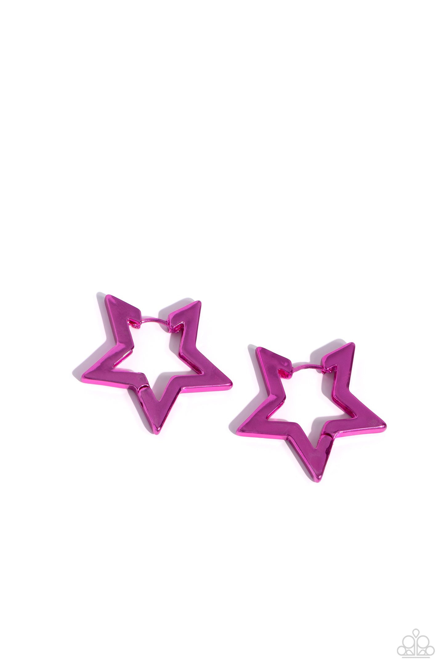 In A Galaxy STAR, STAR Away - Pink- Electric Pink 1 1/4 Inch Hinge Hoop Paparazzi E1873