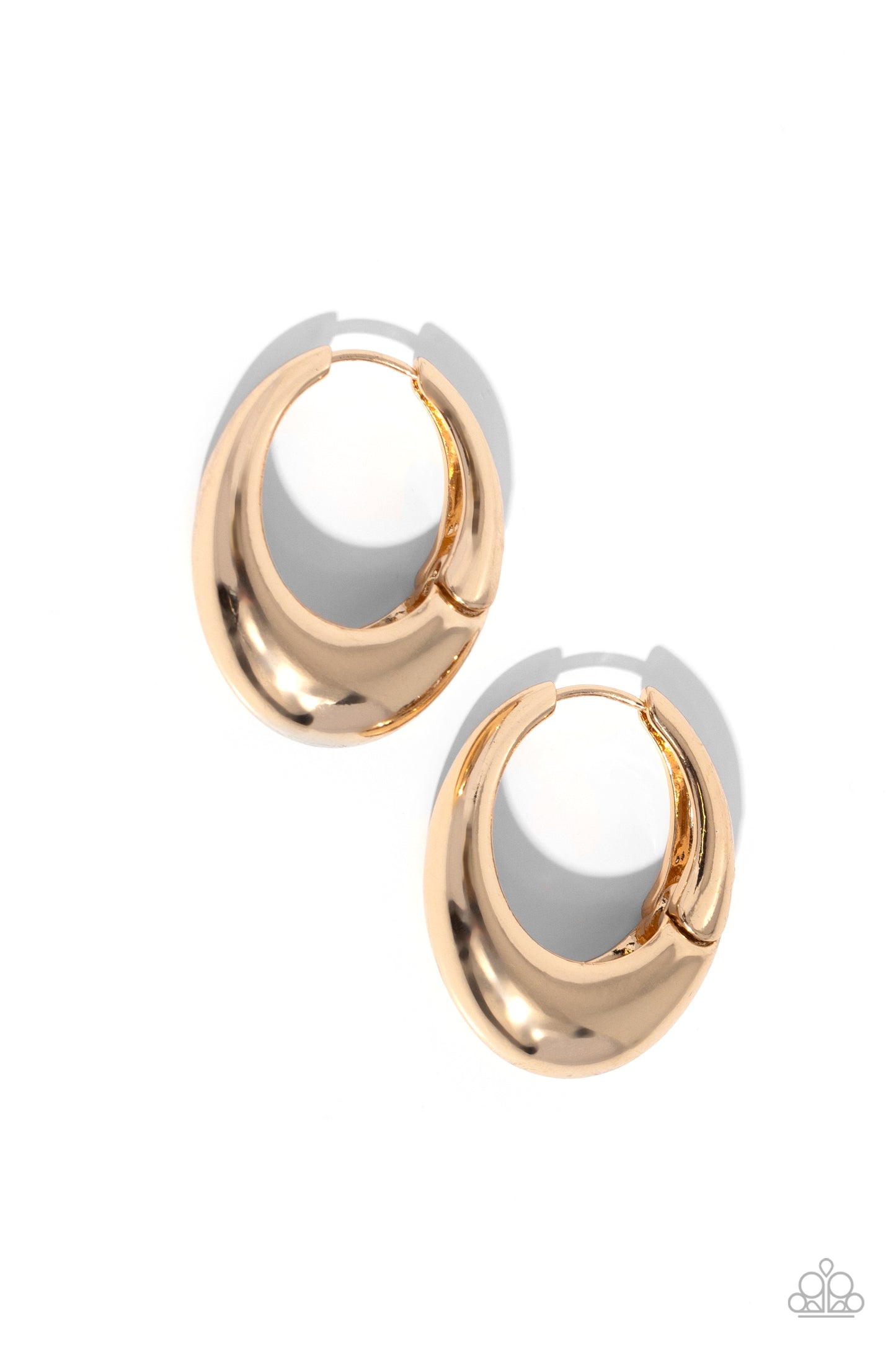 Oval Official - Gold 3/4 Inch Hinge Hoop Earring Paparazzi E1878