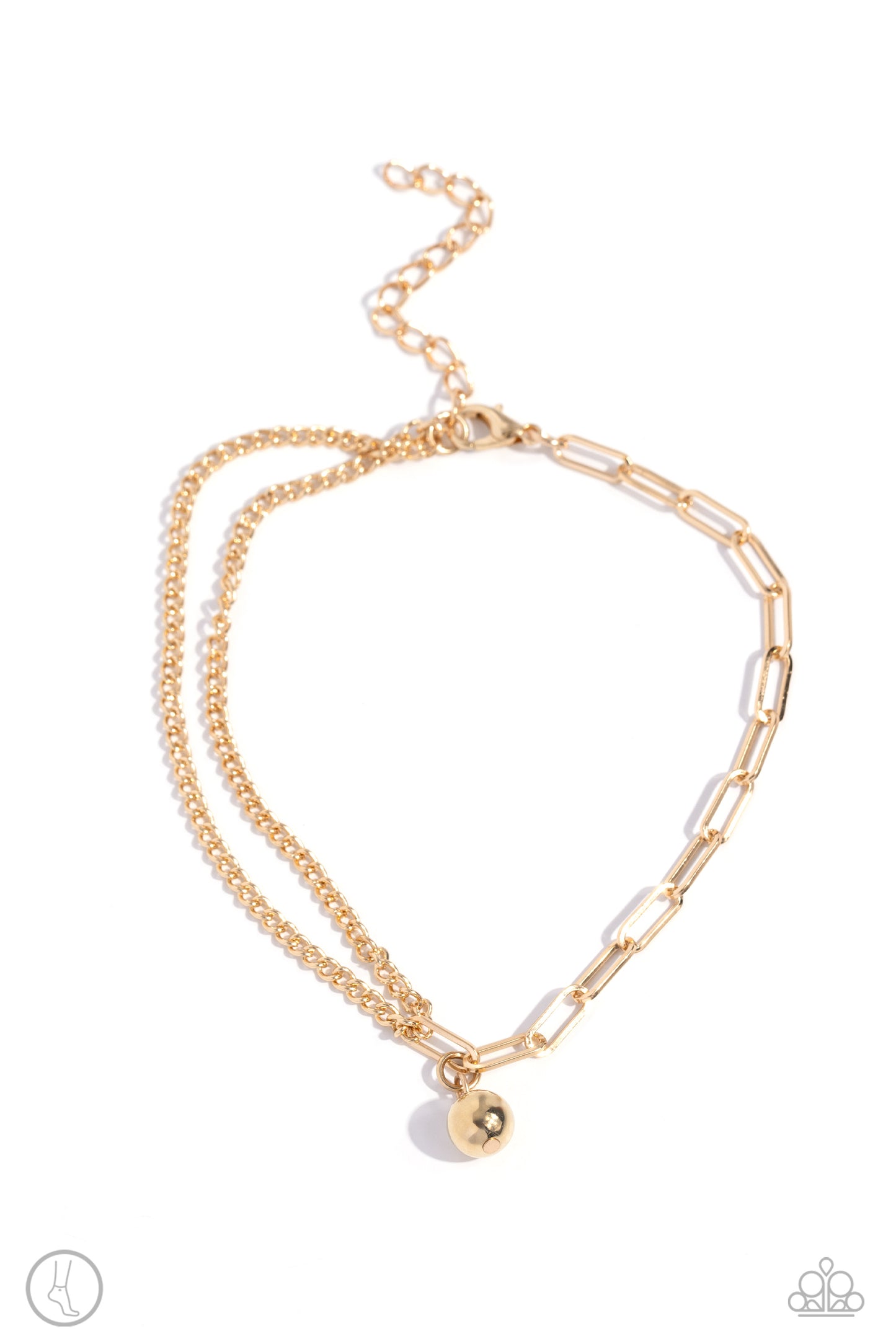 Solo Sojourn - Gold Paperclip & Classic Chain Anklet Paparazzi B1598