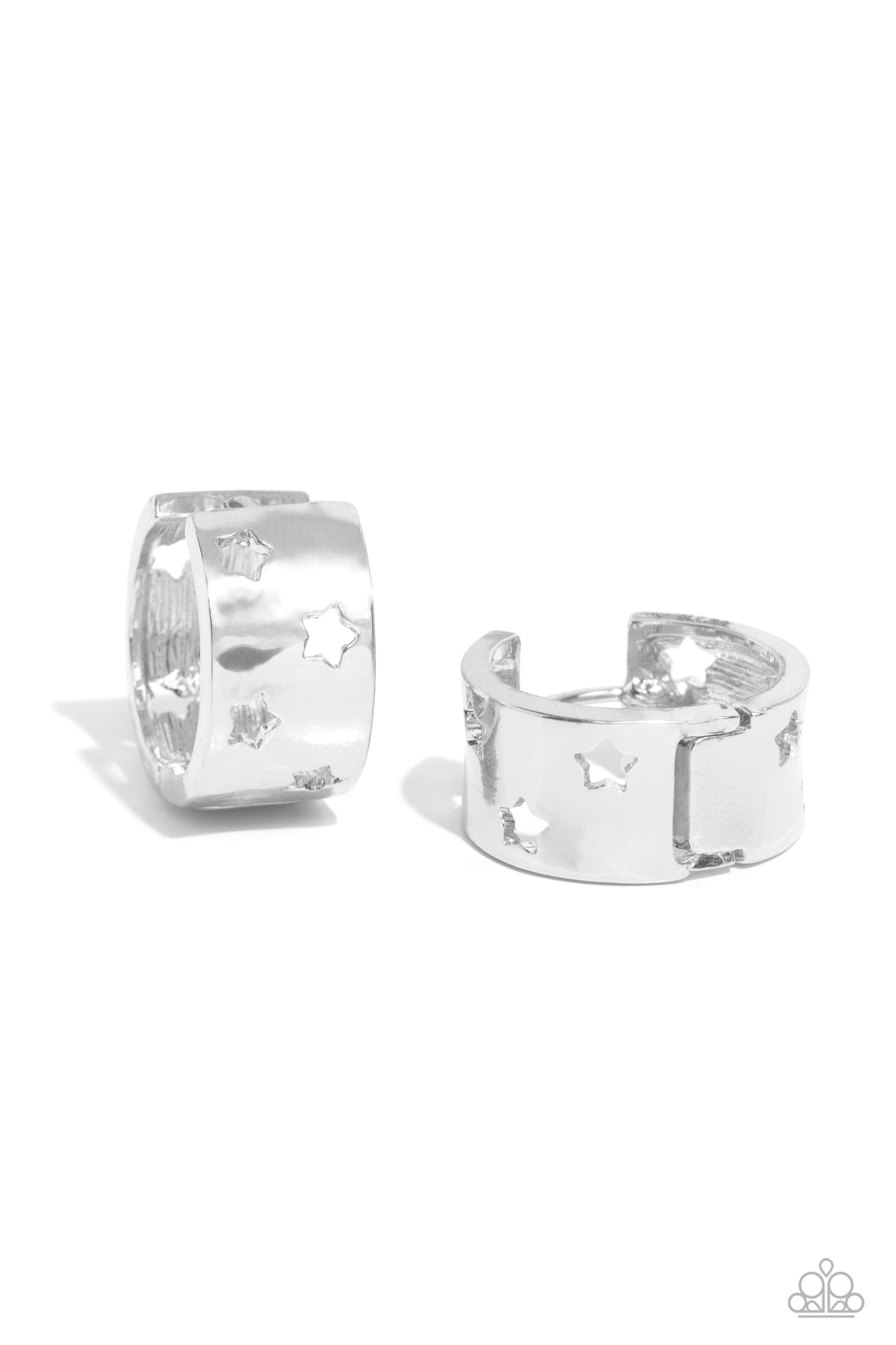 Setting the STAR High - Silver Star Hinge 3/4 Inch Hoop Earring Paparazzi E1874