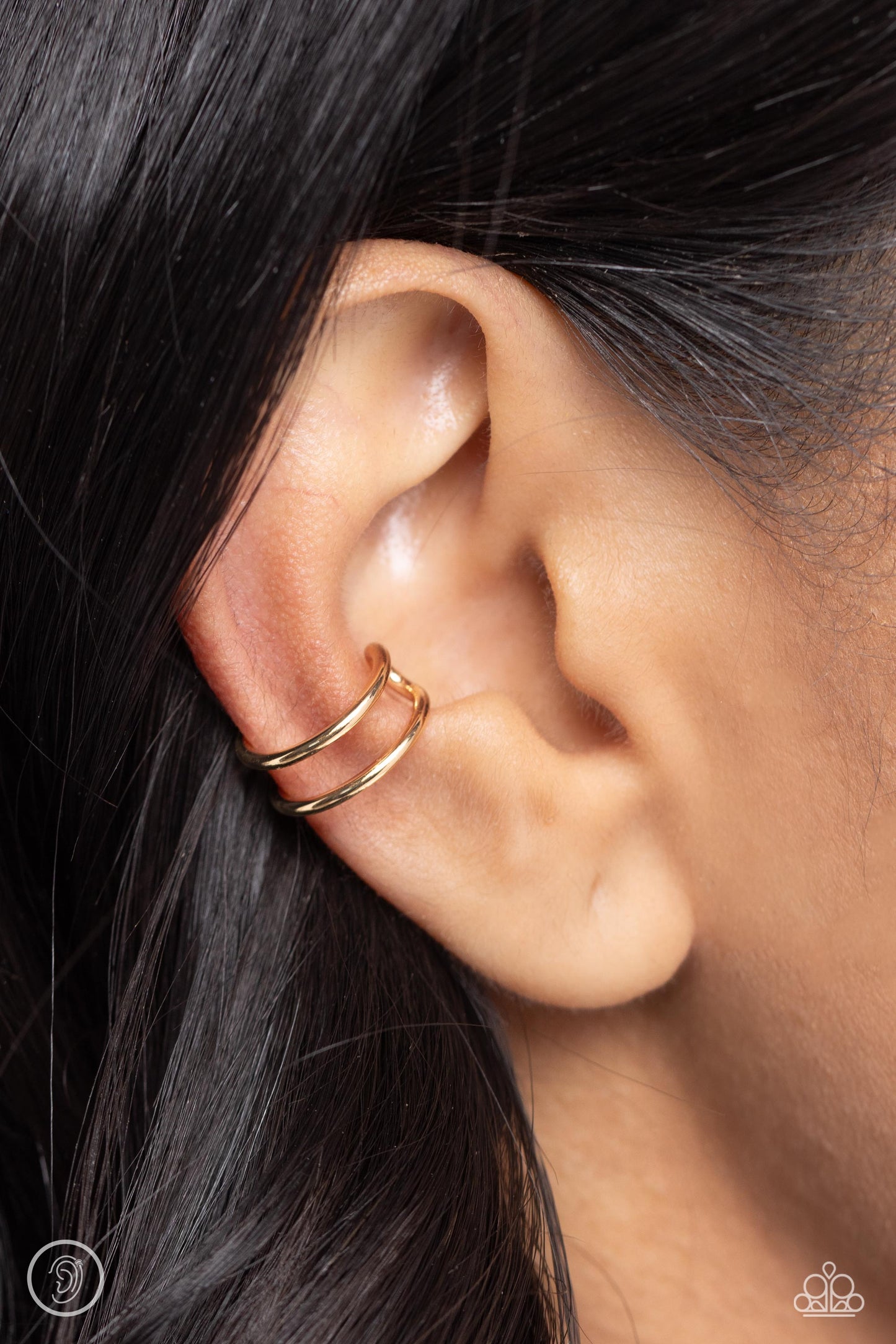 Metallic Moment - Gold Thin Bar Ear Cuff Earring Paparazzi E1872