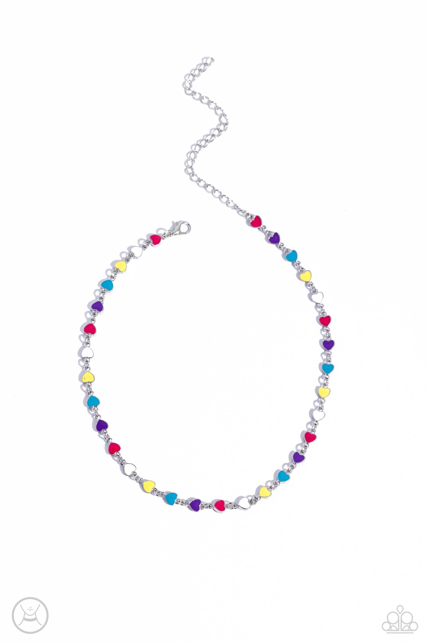 Dancing Dalliance - Multicolored Painted Silver Heart Choker Necklace Paparazzi N2262