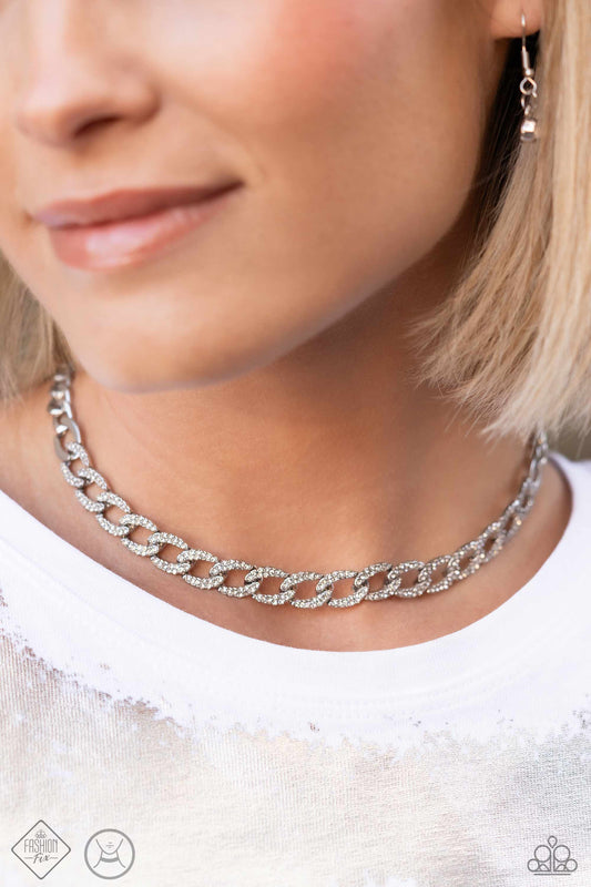 Fiercely Independent - White Choker Necklace Fashion Fix March 2024 Paparazzi N2141