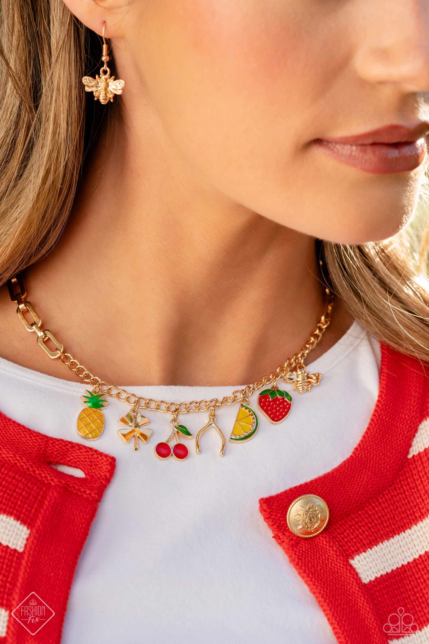 Fruit Festival - Gold & Fruit Charm Necklace Fashion Fix March 2024 Paparazzi N2139