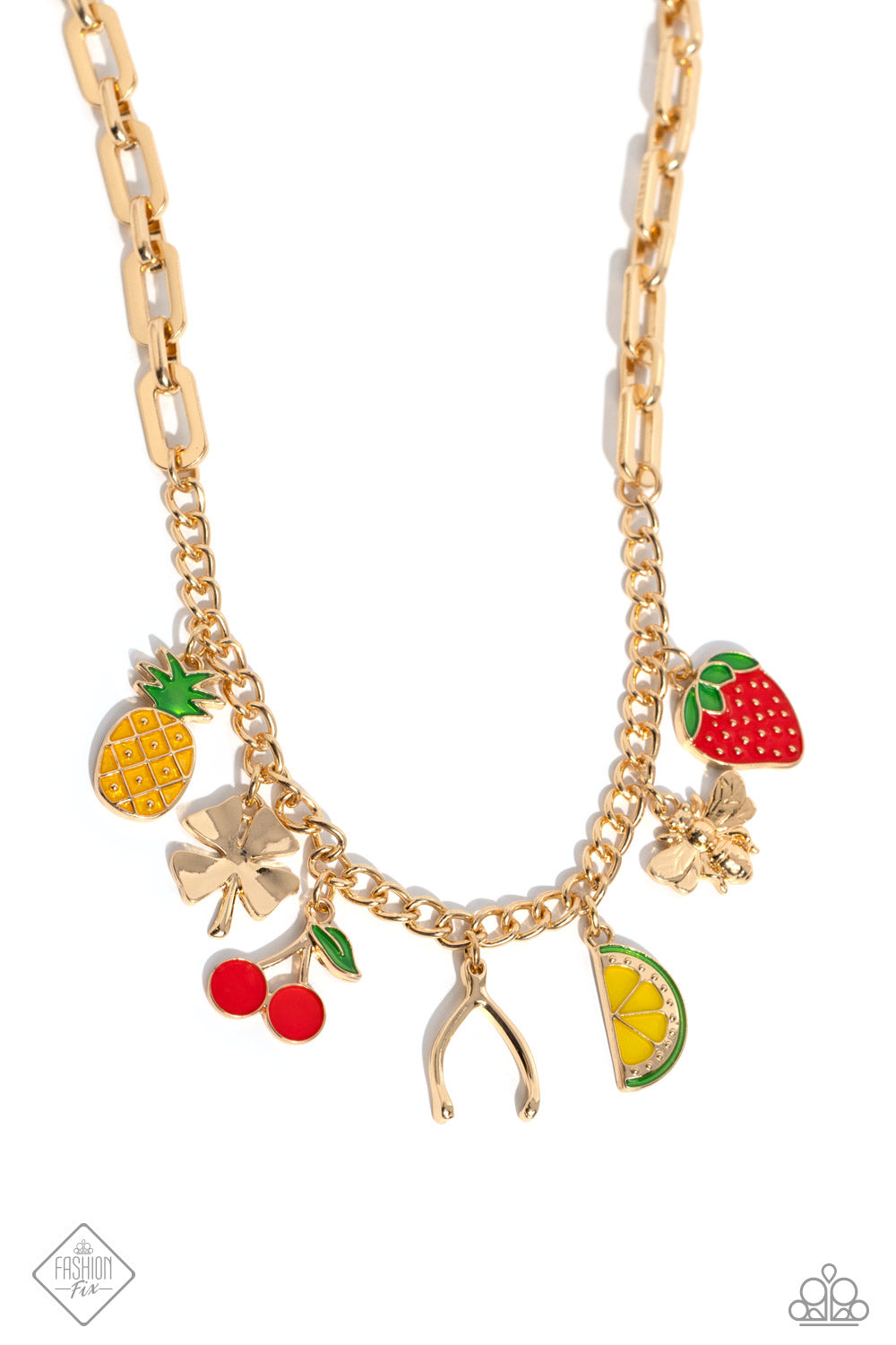 Fruit Festival - Gold & Fruit Charm Necklace Fashion Fix March 2024 Paparazzi N2139