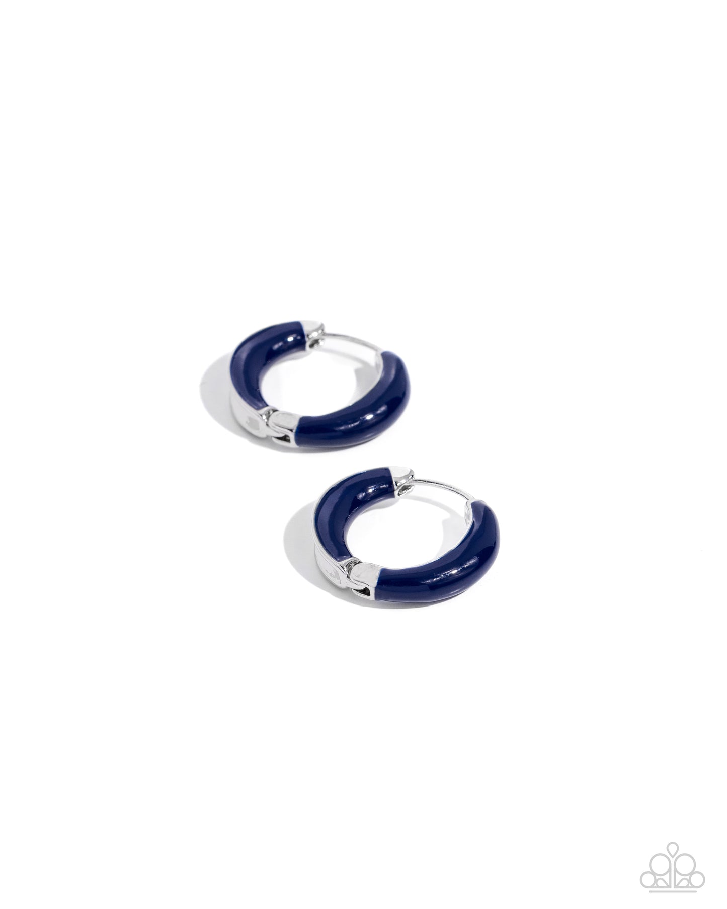 Pivoting Paint - Blue Navy & Silver Hinge 1/2 Inch Hoop Paparazzi E1981