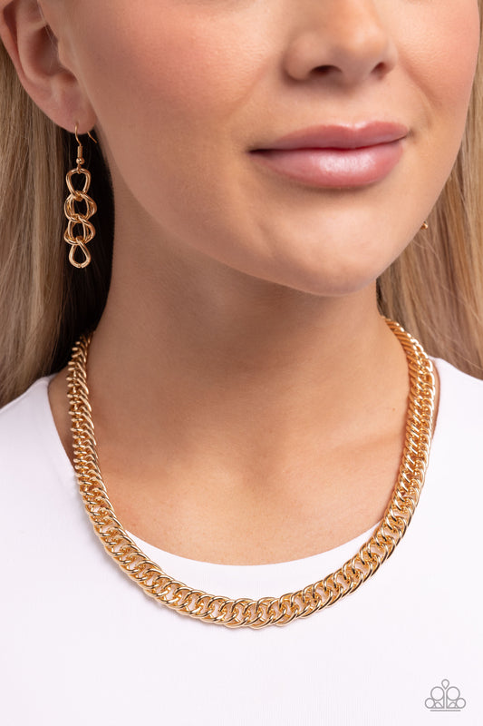 Industrial Ideology - Gold High-Sheen Bold Chain Necklace Paparazzi N0595