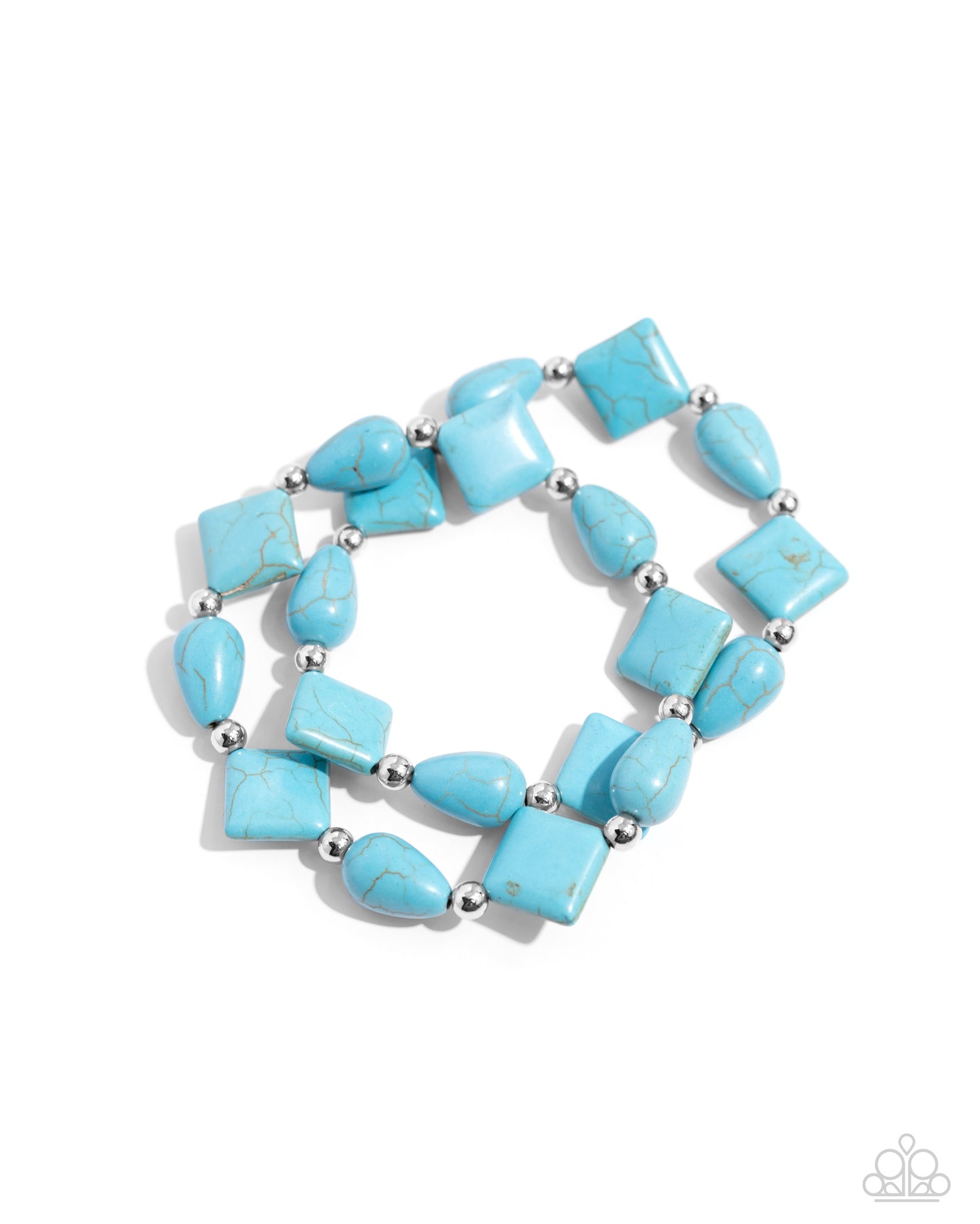 EARTHY Riser - Blue Turquoise Stone Santa Fe Style Stretch Bracelet Set Paparazzi B1462