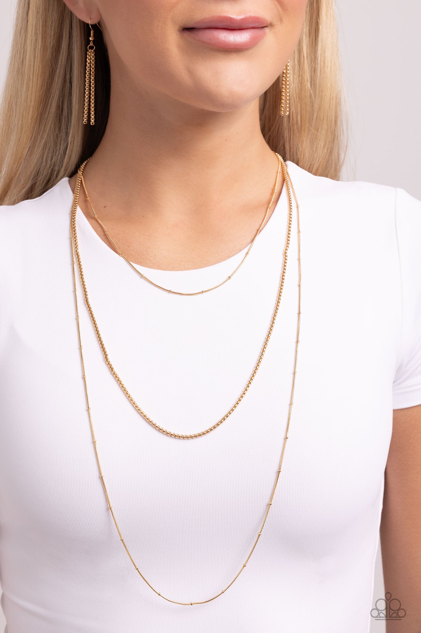 Layer Lockdown - Gold Layered Chain Necklace Paparazzi N2287