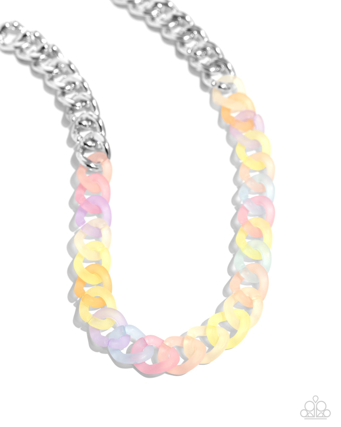 Rainbow Ragtime - Multi Color Acrylic Ring Curb Chain Necklace Paparazzi N2185