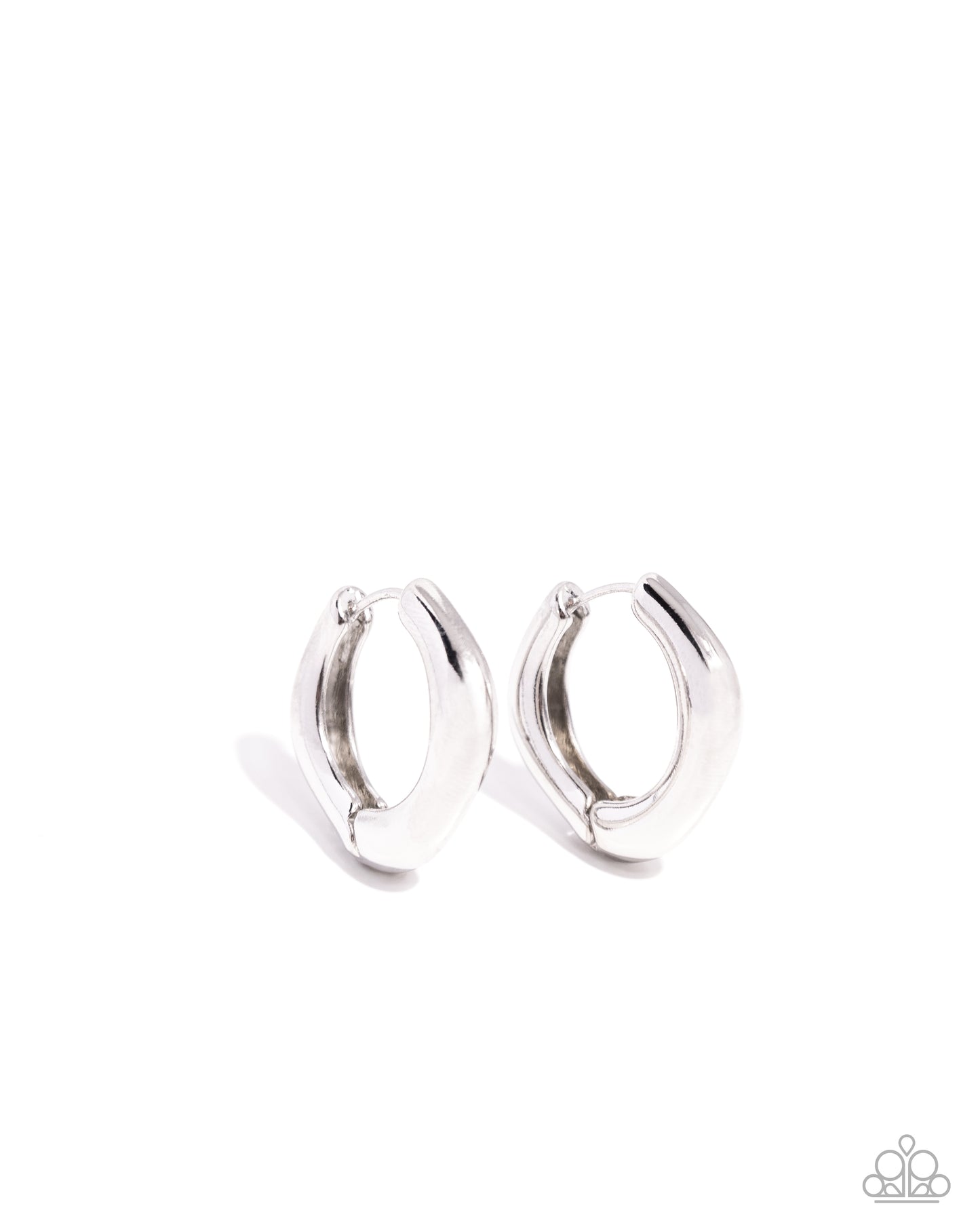 Monochromatic Makeover - Silver 1 Inch Hinge Hoop Earring Paparazzi E1875