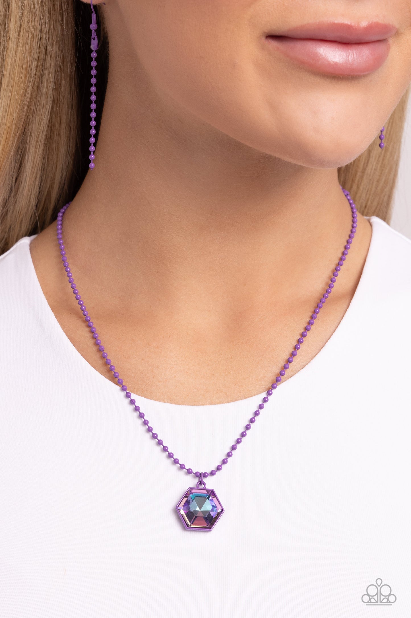 Sprinkle of Simplicity - Purple Vibrant Metal & Multicolored Gem Necklace Paparazzi N2339