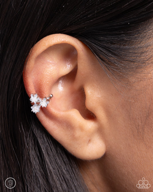 Ethereal Ensemble - White Rhinestone Ear Cuff Earring Paparazzi E1862