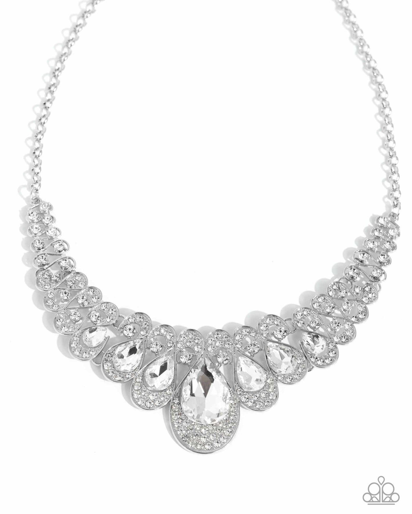 Infinite Idol - White Teardrop & Airy Rhinestone Necklace Empower Me Pink 2024 Exclusive Paparazzi N2449