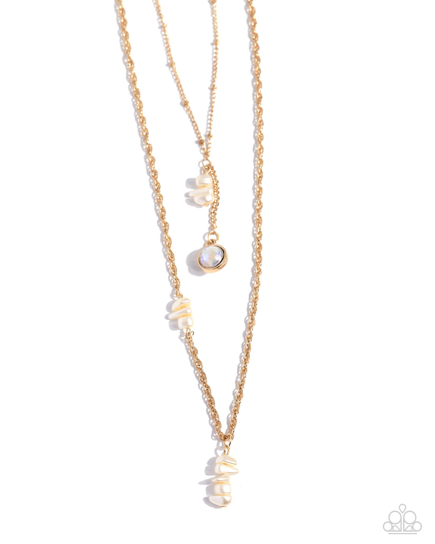 Leisurely Layered - Gold Chain & White Pearl Pebble Layered Necklace Paparazzi