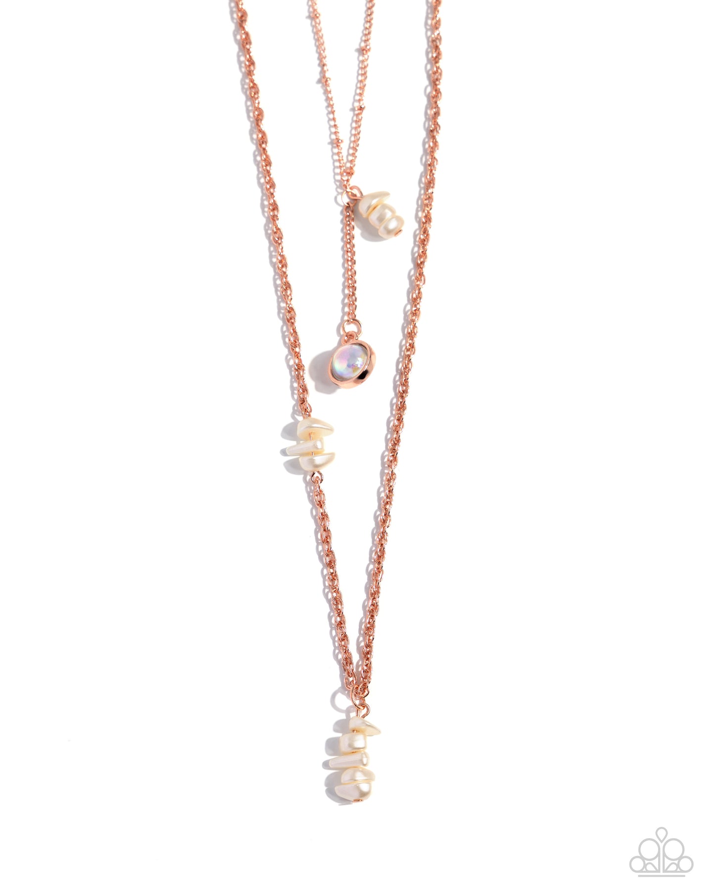 Leisurely Layered - Copper Chain & White Pearl Pebble Layered Necklace Paparazzi N2341