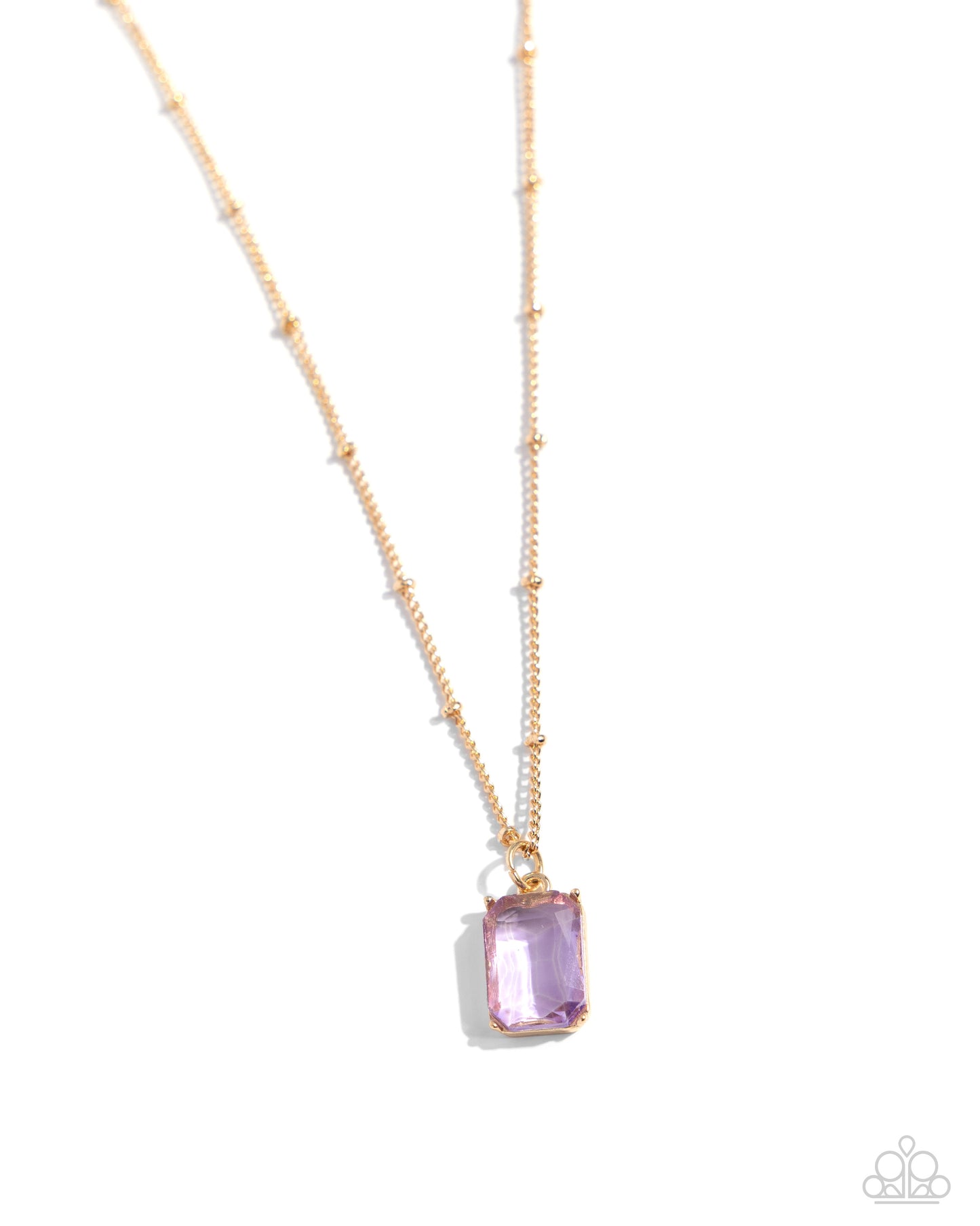 Suave Simplicity - Purple Transparent Gem Gold Necklace Paparazzi N2261