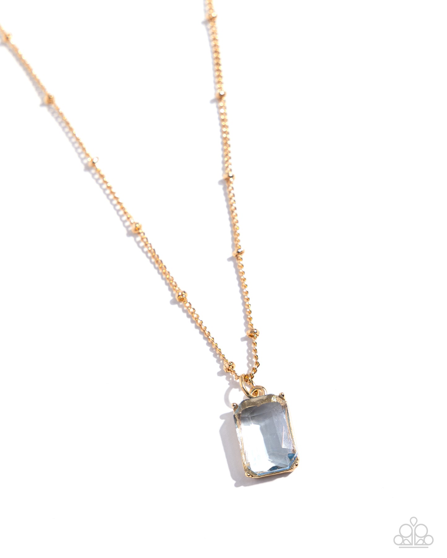 Suave Simplicity - Blue Transparent Emerald Cut Gem Necklace Paparazzi N2183