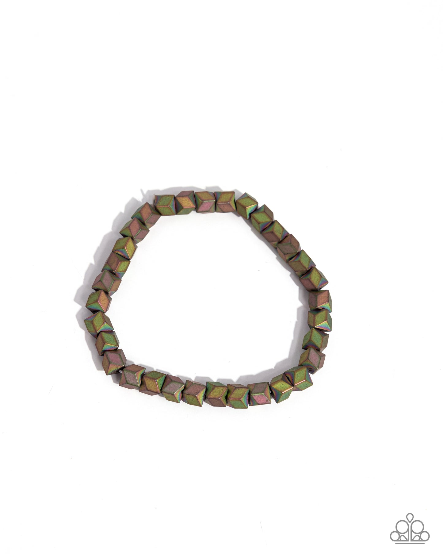 Faceted Finale - Multi Faceted Oil Spill Bead Urban Stretch Bracelet Paparazzi B1499