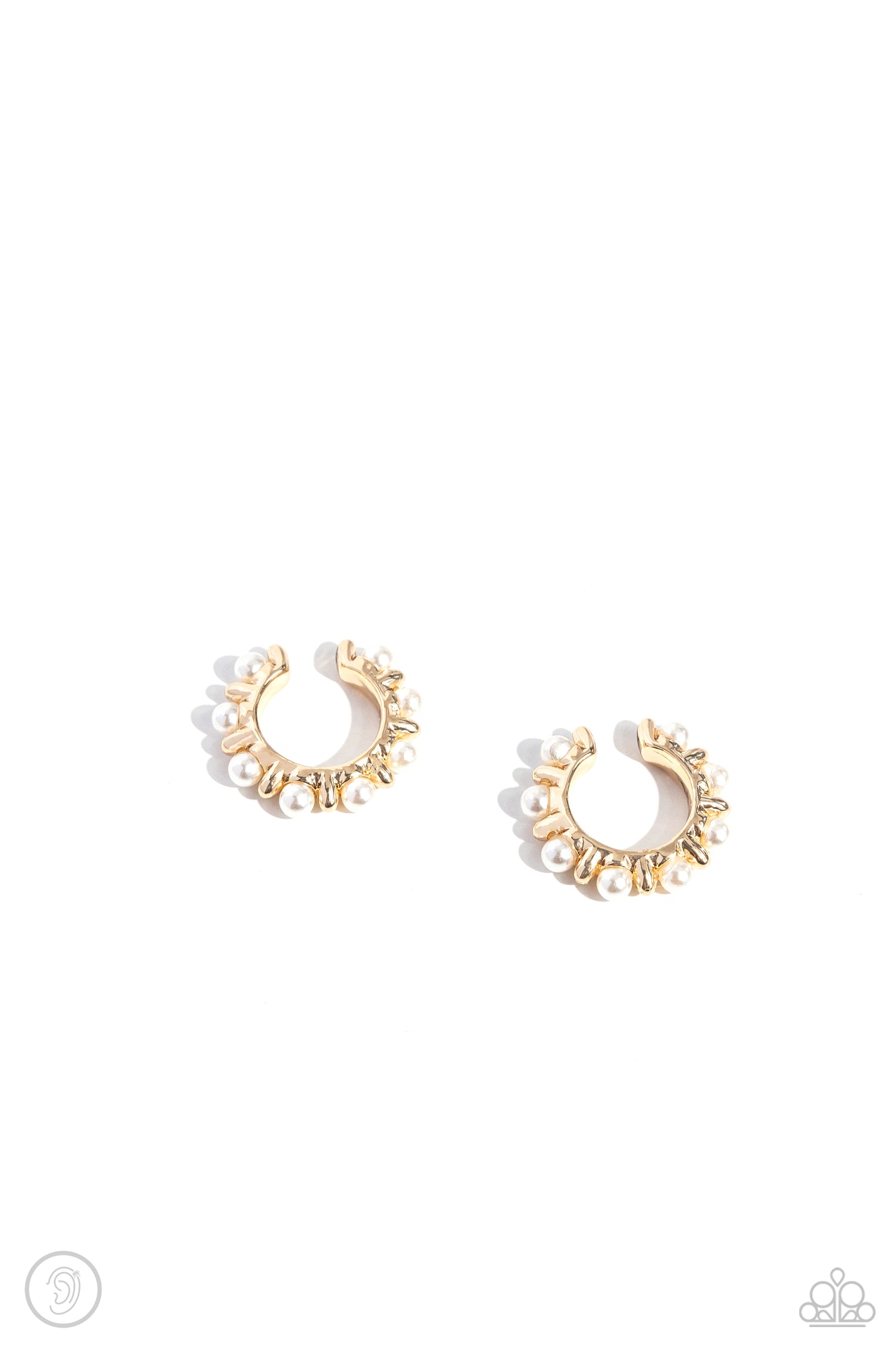 Bubbly Basic - Gold & White Pearl Ear Cuff Earring Paparazzi E1932