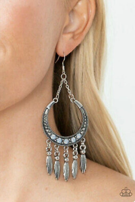 Day To Daydream Blue - Baby Blue Rhinestone Earring Paparazzi E0428