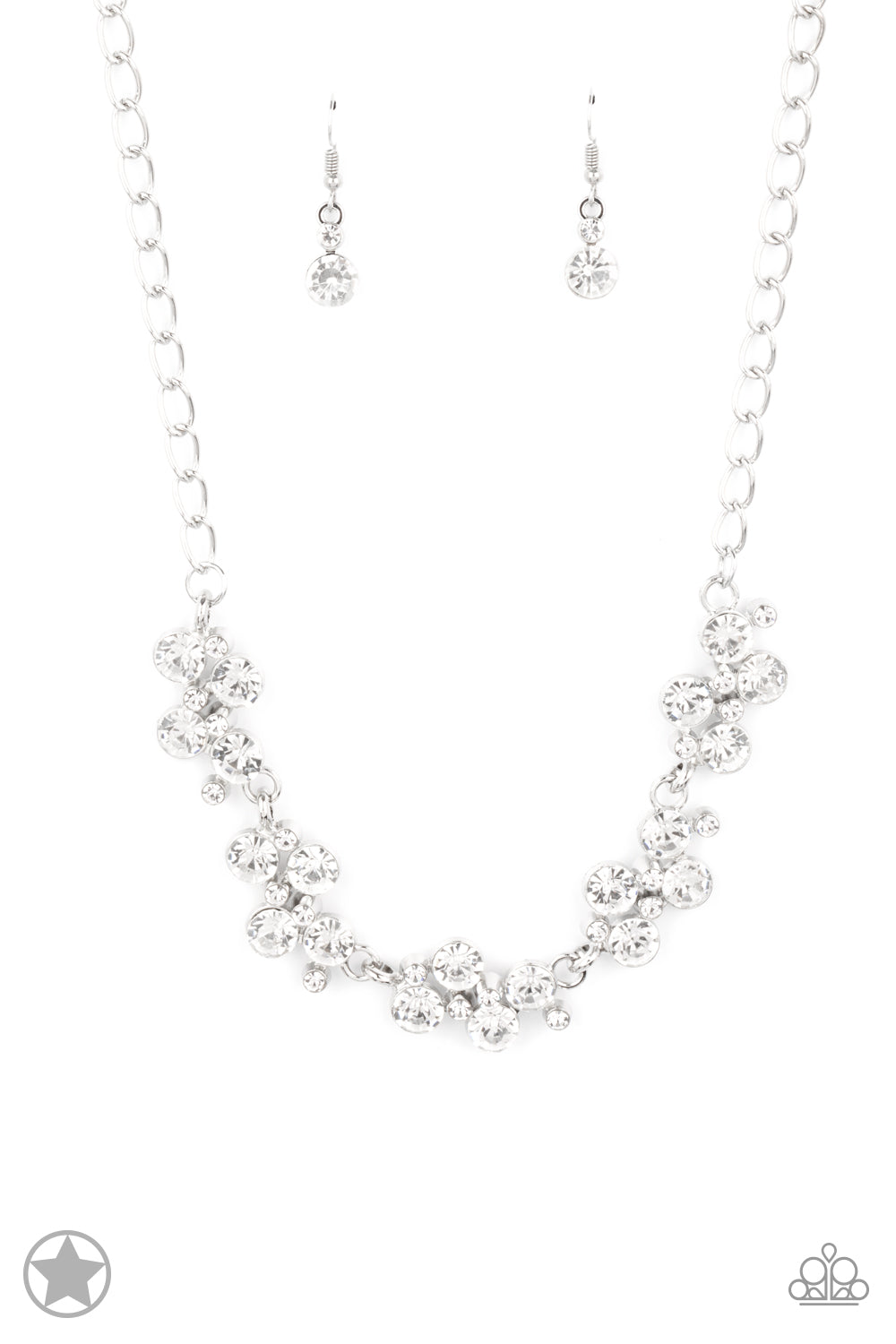 Hollywood Hills White Rhinestone Blockbuster Necklace Paparazzi N0117