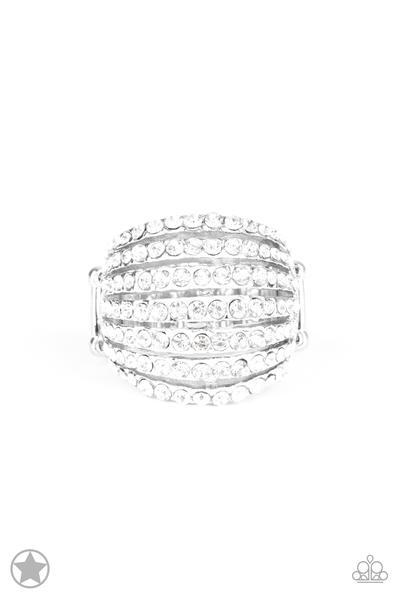 Blinding Brilliance White Rhinestone Blockbuster Ring Paparazzi R0034