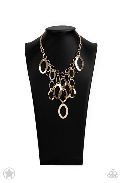 A Golden Spell Gold Blockbuster Necklace Paparazzi N0079