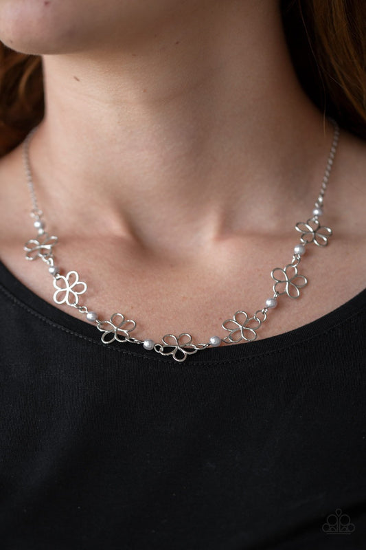 Always Abloom Silver Necklace Paparazzi   N0025