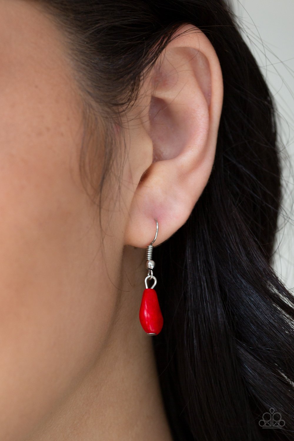 Badland to the Bone Red Teardrop Cracked Stone Necklace Paparazzi N0108
