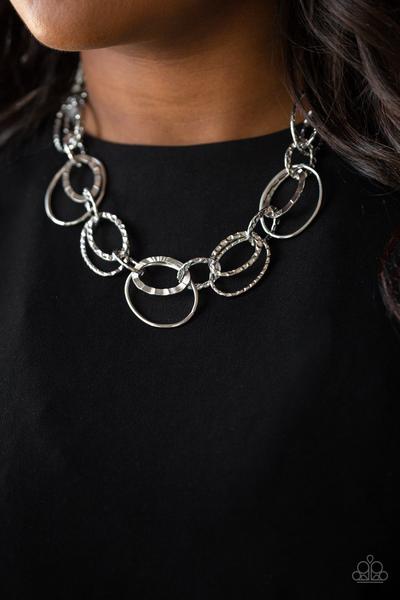 Bend OVAL Backwards Silver Necklace N0307