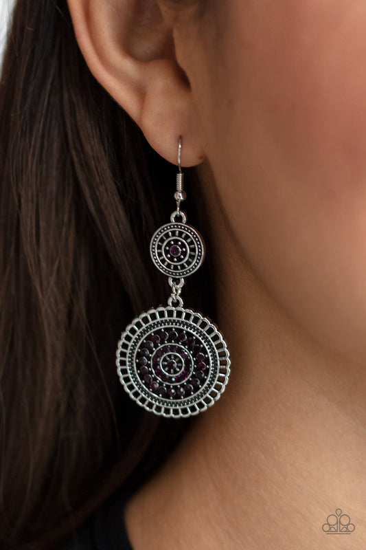 Bohomian Bedazzle Purple Earring Paparazzi E0115
