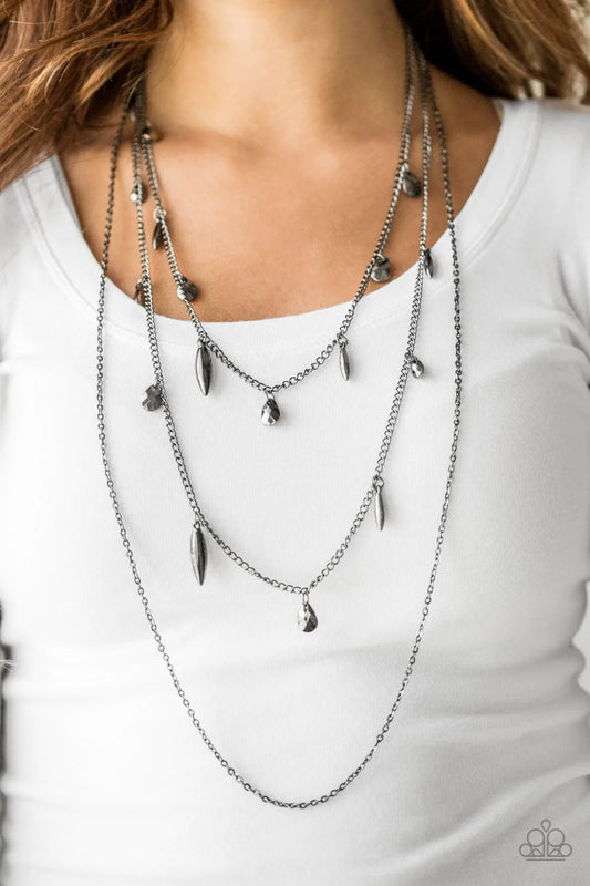 Bravo Bravado Black Gunmetal Necklace Paparazzi N0972