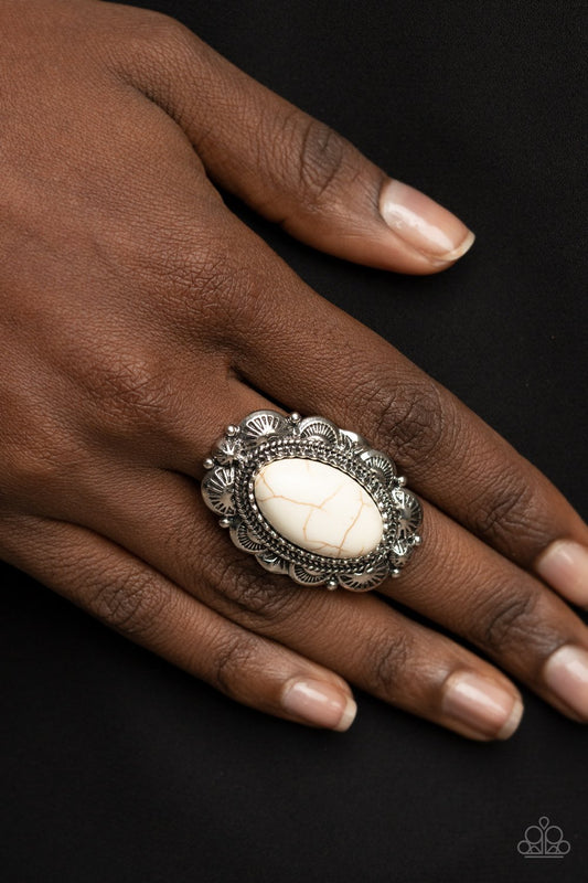 Bring Down The Ranch House White Ring Paparazzi R0112