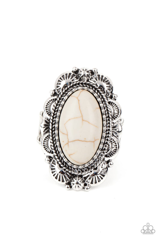 Bring Down The Ranch House White Ring Paparazzi R0112