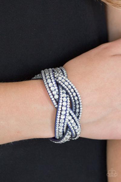 Bring On The Bling Blue Wrap Rhinestone Suede Wrap Bracelet Paparazzi B0137