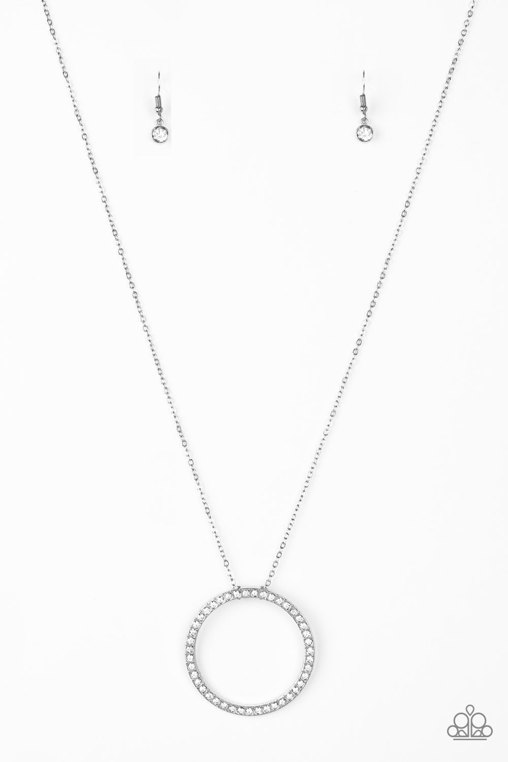 Center Of Attention White Rhinestone Necklace Paparazzi N0497