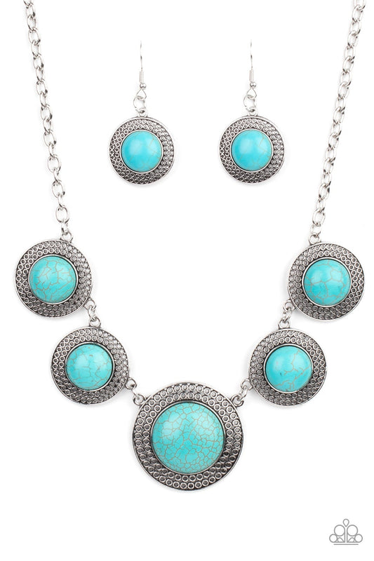 Circle The Wagons Blue Crack Stone Necklace Paparazzi N0291