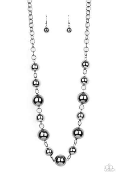 Commanding Composure Black Gunmetal Bead Necklace N0093