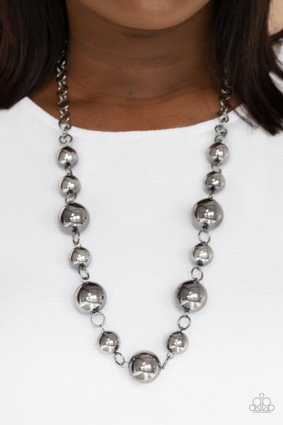 Commanding Composure Black Gunmetal Bead Necklace N0093