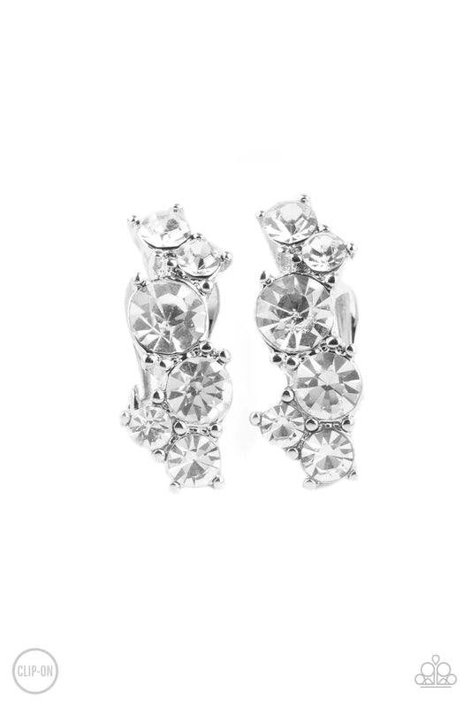 Cosmic Celebration White Rhinestone Clip-On Earring Paparazzi E0785